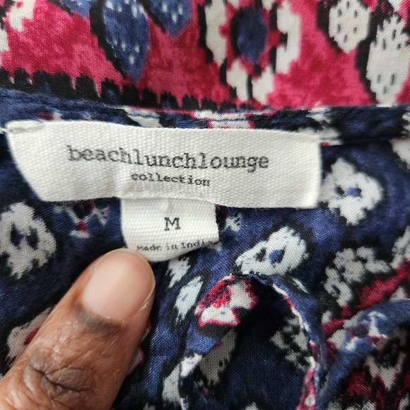 Beach Lunch Lounge Women's Patterned Top Blue and Red Tunic Womens Size Medium - Picture 6 of 6